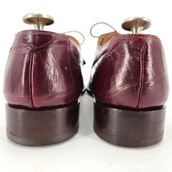 Vintage Mauri Exotic Alligator Burgundy Gray Dress Shoes Mens 13M Derby Oxfords - Picture 4 of 11